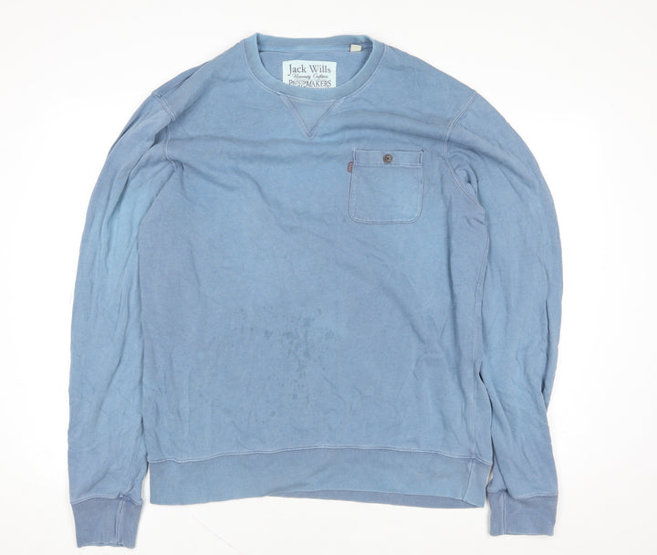Jack Wills Men's Blue XL Pullover Cotton Sweatshirt Crew Neck