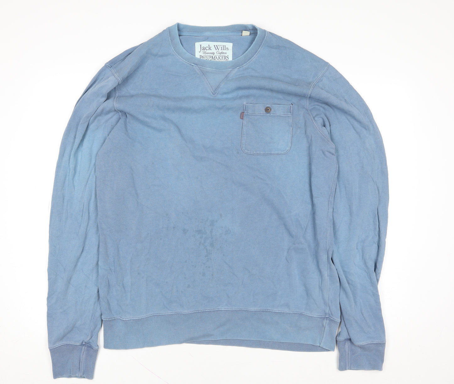 Jack Wills Men's Blue XL Pullover Cotton Sweatshirt Crew Neck