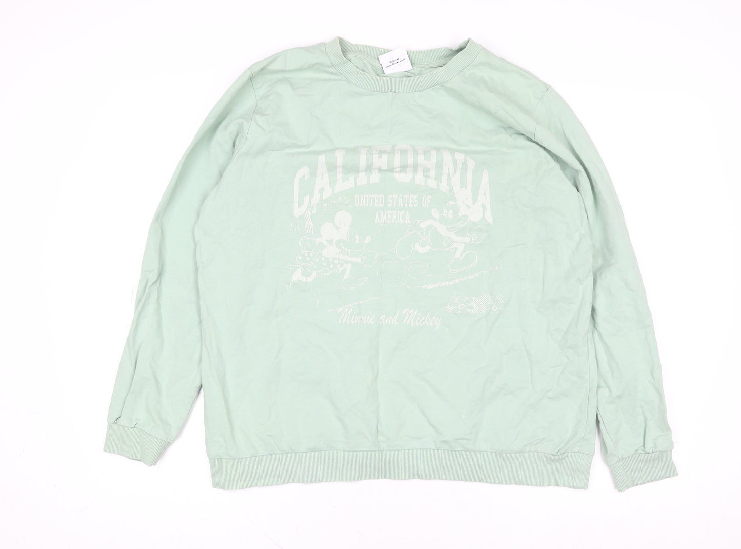 Disney Tu Women’s Green Mickey & Minnie California Sweatshirt Size 16