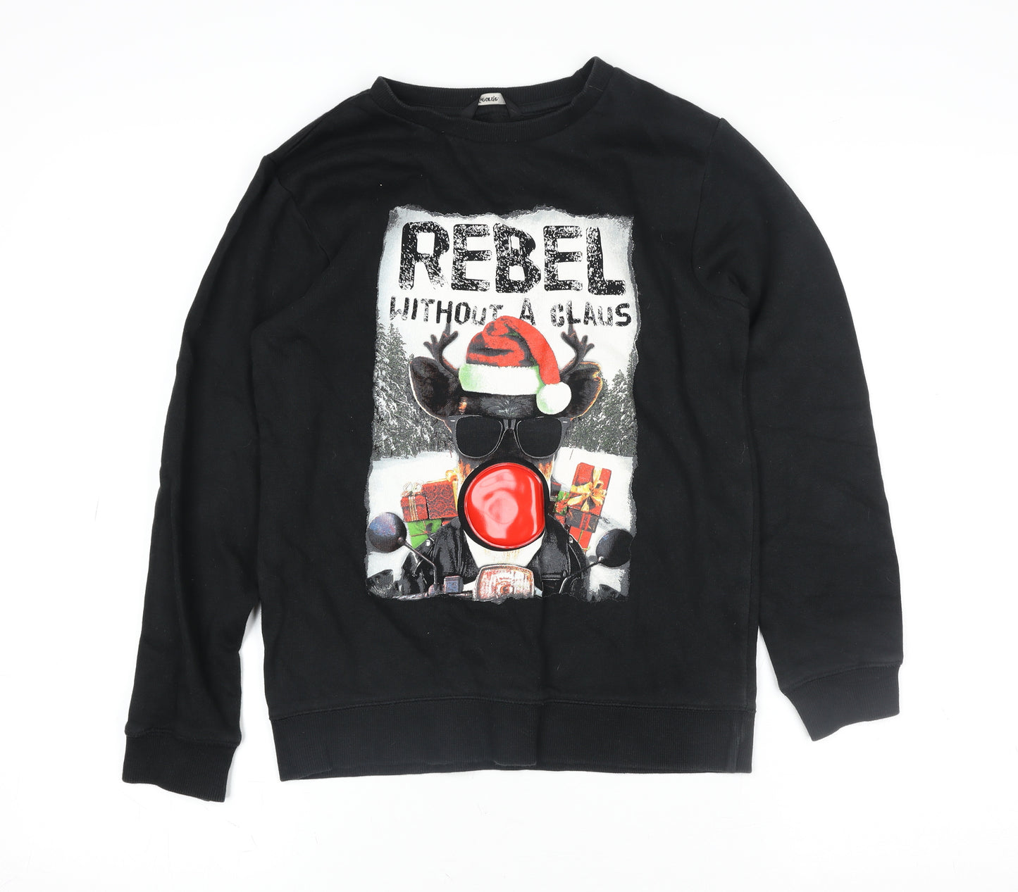 George Girls Black Christmas Reindeer Pullover Sweatshirt 10-11 Years