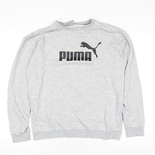 Puma Women's Grey Crew Neck Logo Sweatshirt Size 10