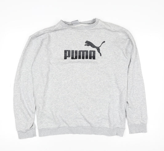 Puma Women's Grey Crew Neck Logo Sweatshirt Size 10