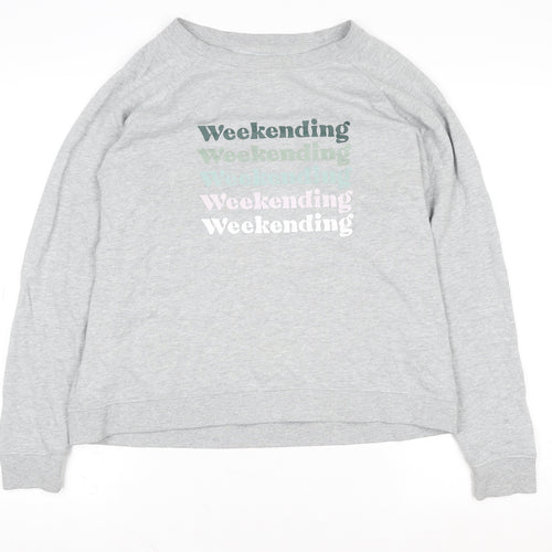 Fat Face Women Grey Cotton Blend Weekend Sweatshirt UK 10