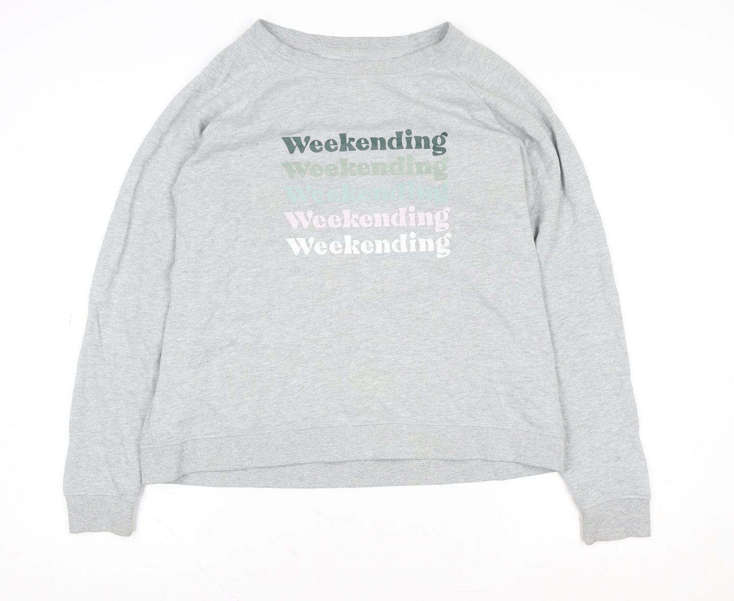 Fat Face Women Grey Cotton Blend Weekend Sweatshirt UK 10
