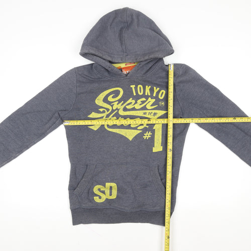 Superdry Men's Grey Pullover Hoodie Small Tokyo Superheroes Graphic