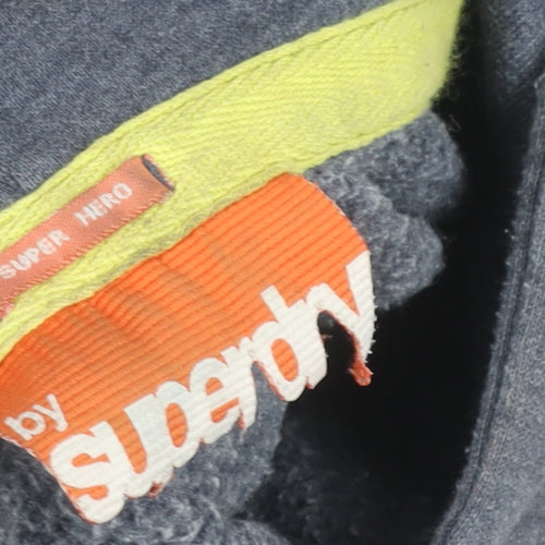 Superdry Men's Grey Pullover Hoodie Small Tokyo Superheroes Graphic