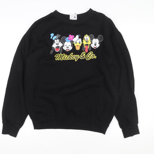 Disney Womens Black Mickey & Co. Crew Neck Pullover Sweatshirt Size S