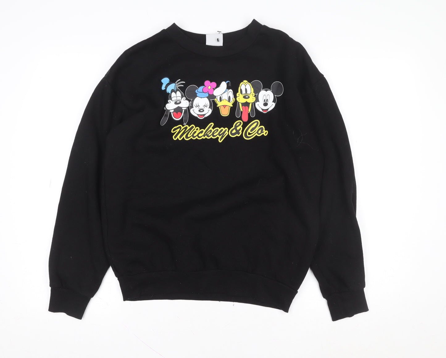 Disney Womens Black Mickey & Co. Crew Neck Pullover Sweatshirt Size S