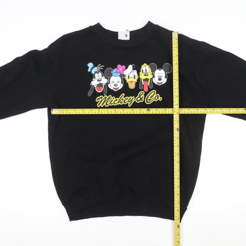Disney Womens Black Mickey & Co. Crew Neck Pullover Sweatshirt Size S