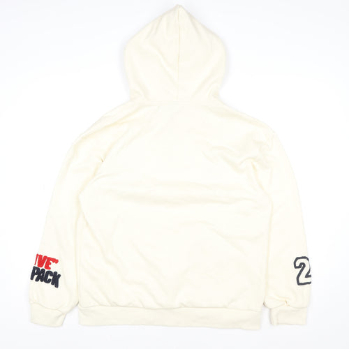 Yuxing Womens Ivory L Fleece Hooded Track Jacket Full Zip