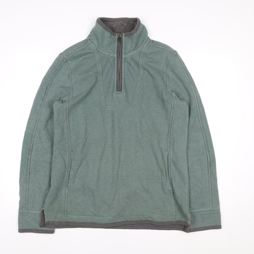 Airlie Men’s Green Cotton 1/4 Zip Stand-Up Collar Casual Jacket Size M
