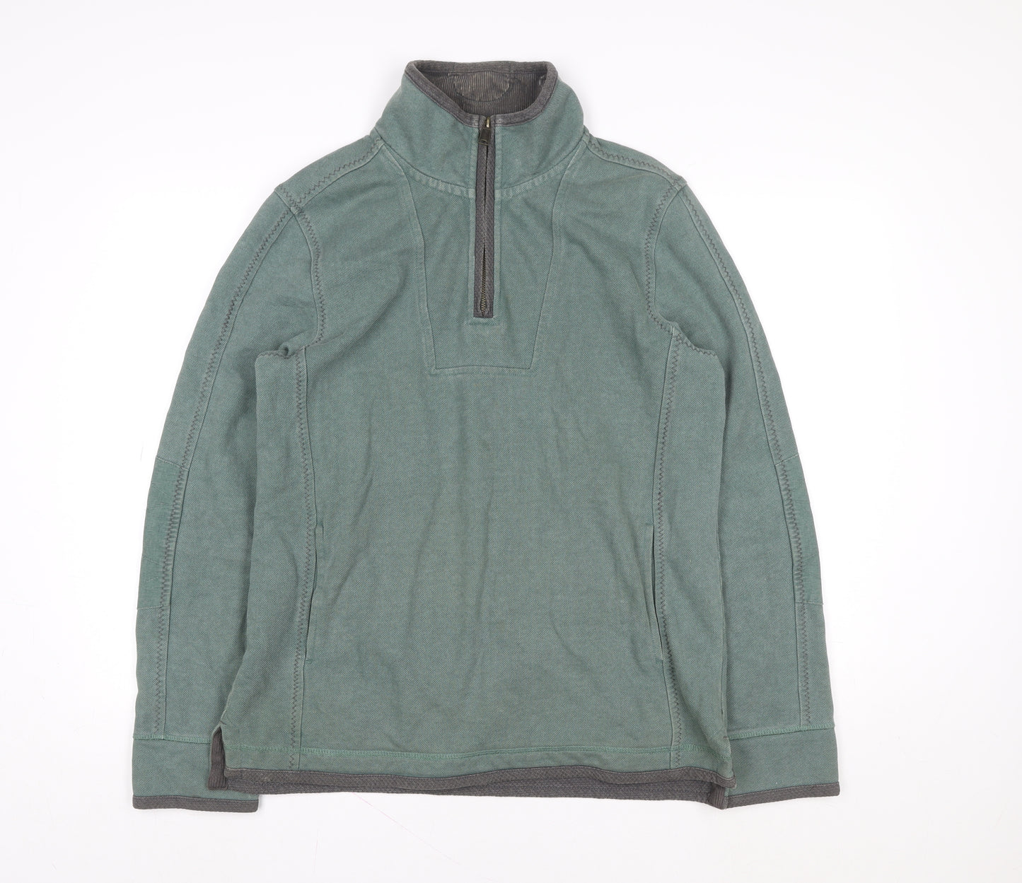 Airlie Men’s Green Cotton 1/4 Zip Stand-Up Collar Casual Jacket Size M