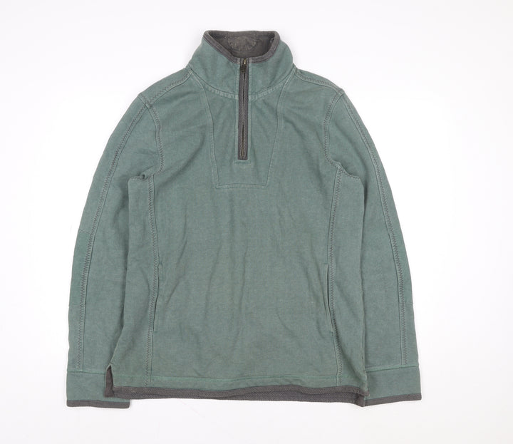 Airlie Men’s Green Cotton 1/4 Zip Stand-Up Collar Casual Jacket Size M