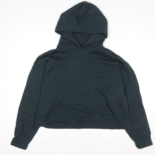 Old Navy Women Black Pullover Hoodie L Relaxed Fit Cotton Blend