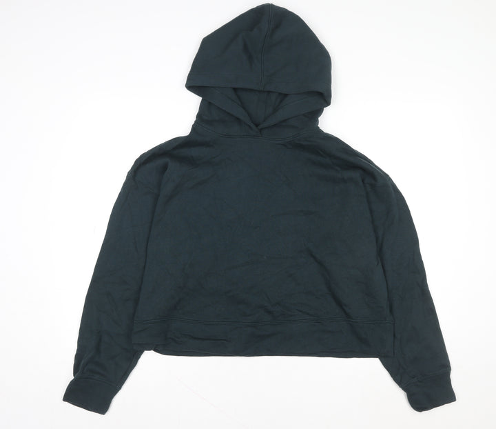 Old Navy Women Black Pullover Hoodie L Relaxed Fit Cotton Blend