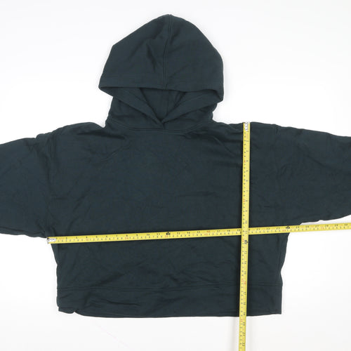 Old Navy Women Black Pullover Hoodie L Relaxed Fit Cotton Blend