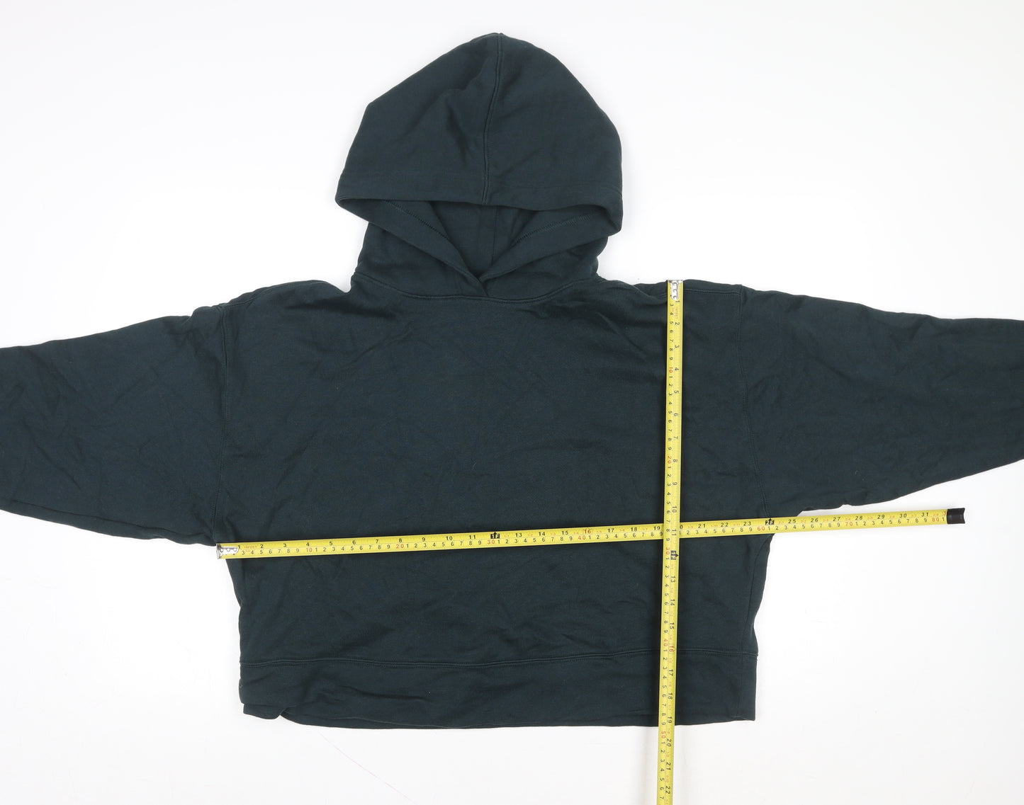 Old Navy Women Black Pullover Hoodie L Relaxed Fit Cotton Blend