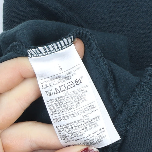 Old Navy Women Black Pullover Hoodie L Relaxed Fit Cotton Blend