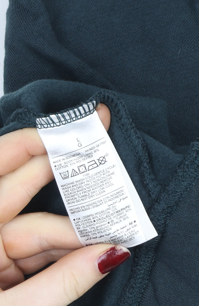 Old Navy Women Black Pullover Hoodie L Relaxed Fit Cotton Blend