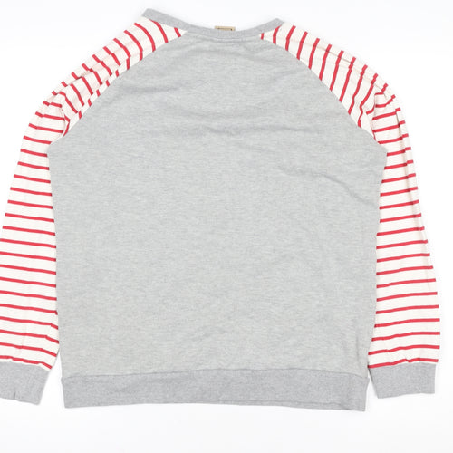 Rose & Rose Women's Grey Embellished Striped Sleeve Sweatshirt Small