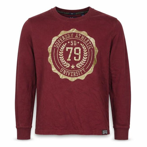 Superdry Men's Red Varsity Long Sleeve Cotton T-Shirt Size S