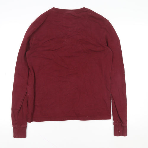 Superdry Men's Red Varsity Long Sleeve Cotton T-Shirt Size S