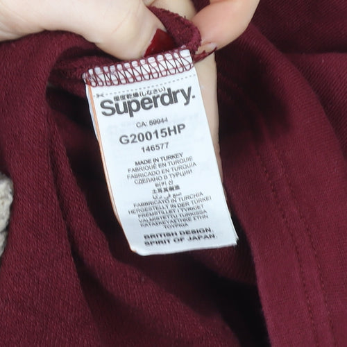Superdry Men's Red Varsity Long Sleeve Cotton T-Shirt Size S