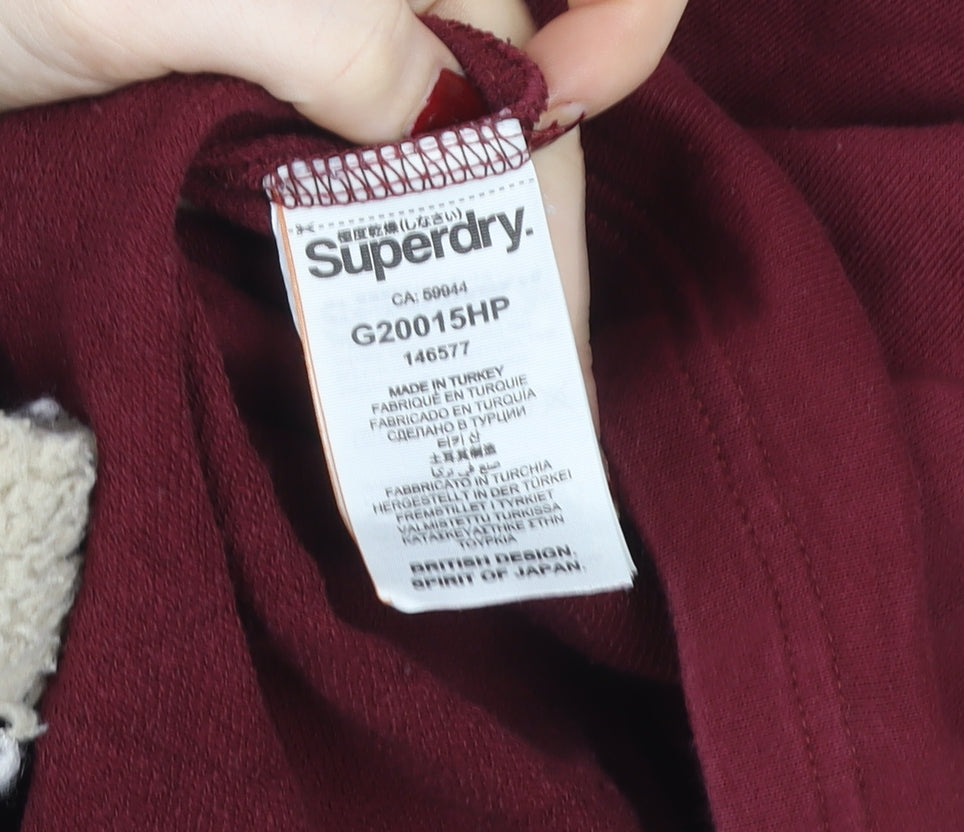 Superdry Men's Red Varsity Long Sleeve Cotton T-Shirt Size S