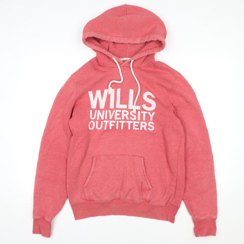 Jack Wills Womens Pink Pullover Hoodie Size M University Logo Cotton Blend