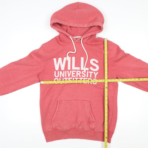 Jack Wills Womens Pink Pullover Hoodie Size M University Logo Cotton Blend