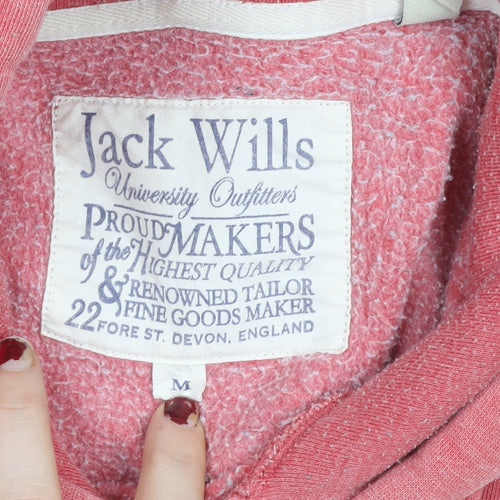 Jack Wills Womens Pink Pullover Hoodie Size M University Logo Cotton Blend