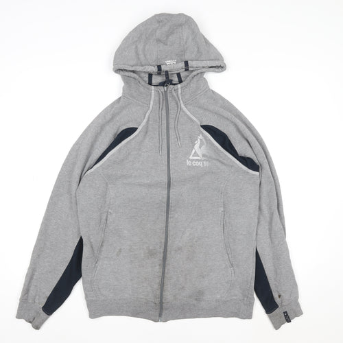 Le Coq Sportif Men's Grey Full Zip Hooded Jacket Size M