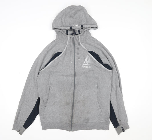 Le Coq Sportif Men's Grey Full Zip Hooded Jacket Size M
