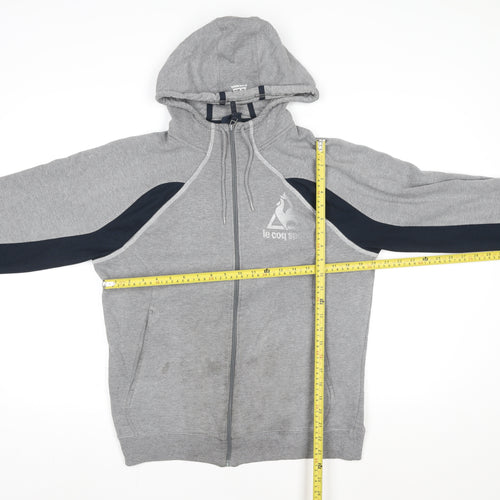 Le Coq Sportif Men's Grey Full Zip Hooded Jacket Size M