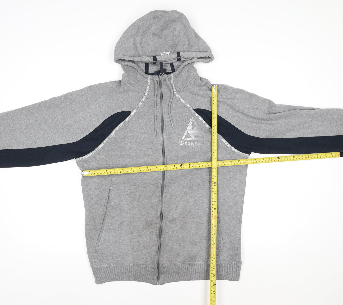 Le Coq Sportif Men's Grey Full Zip Hooded Jacket Size M