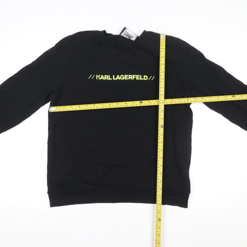 Karl Lagerfeld Men's Black Medium Crew Neck Logo Sweatshirt