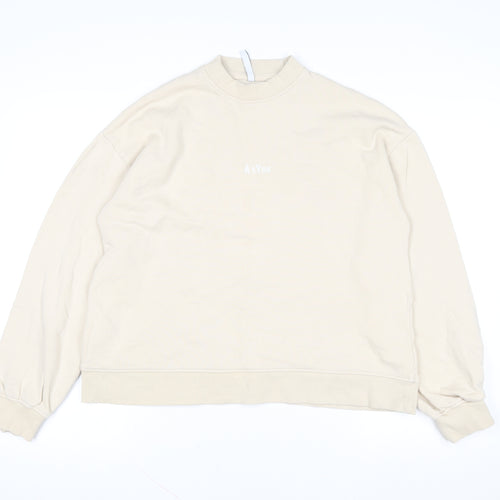 AsYou Women Beige Cotton Relaxed Fit Pullover Sweatshirt UK 8