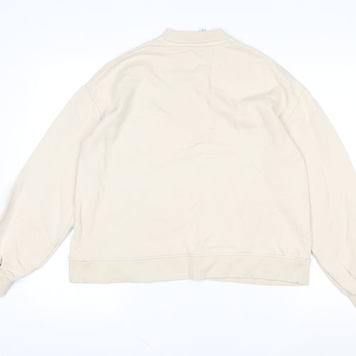 AsYou Women Beige Cotton Relaxed Fit Pullover Sweatshirt UK 8