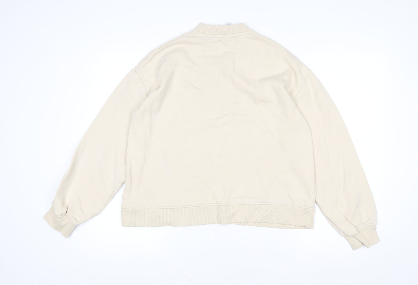 AsYou Women Beige Cotton Relaxed Fit Pullover Sweatshirt UK 8