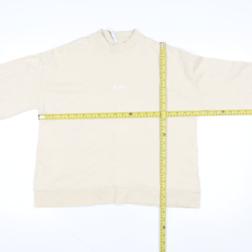 AsYou Women Beige Cotton Relaxed Fit Pullover Sweatshirt UK 8