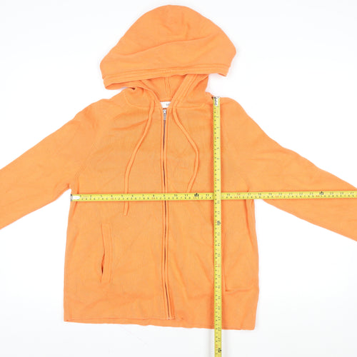 Marks and Spencer Women's Orange Cotton Knit Hooded Zip Jacket Size M