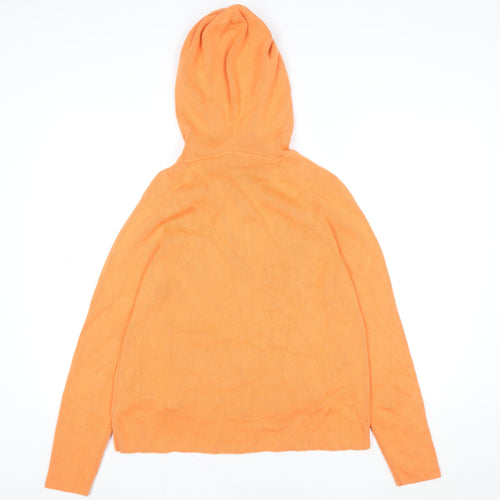 Marks and Spencer Women's Orange Cotton Knit Hooded Zip Jacket Size M