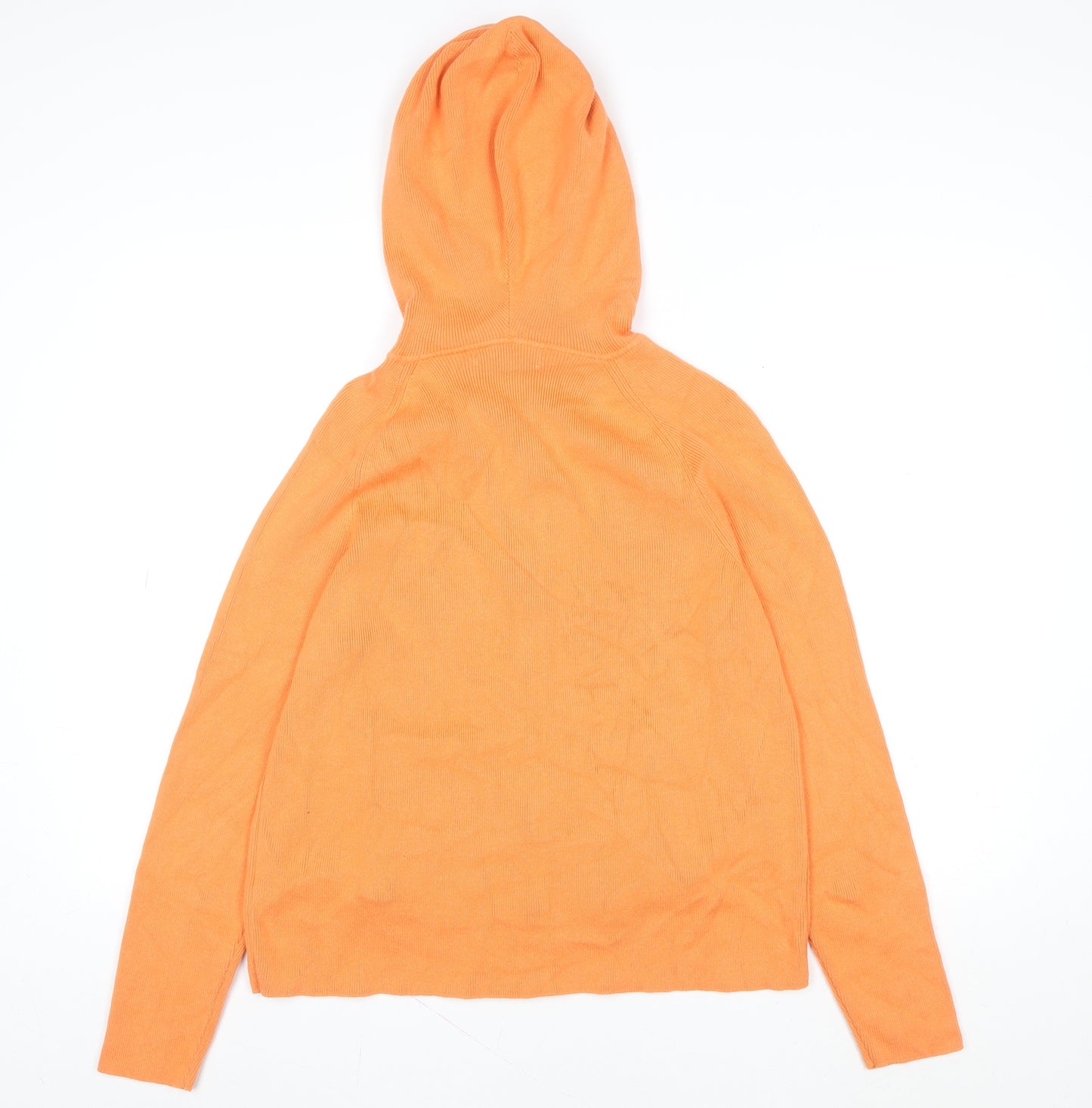 Marks and Spencer Women's Orange Cotton Knit Hooded Zip Jacket Size M
