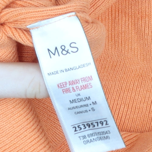 Marks and Spencer Women's Orange Cotton Knit Hooded Zip Jacket Size M