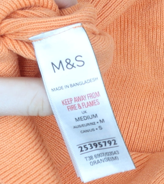 Marks and Spencer Women's Orange Cotton Knit Hooded Zip Jacket Size M