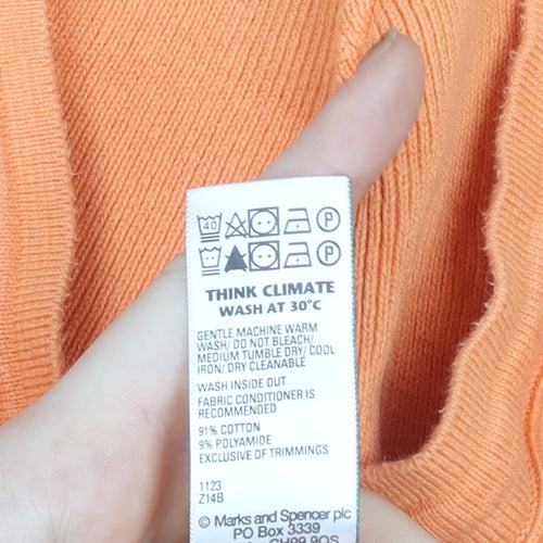 Marks and Spencer Women's Orange Cotton Knit Hooded Zip Jacket Size M