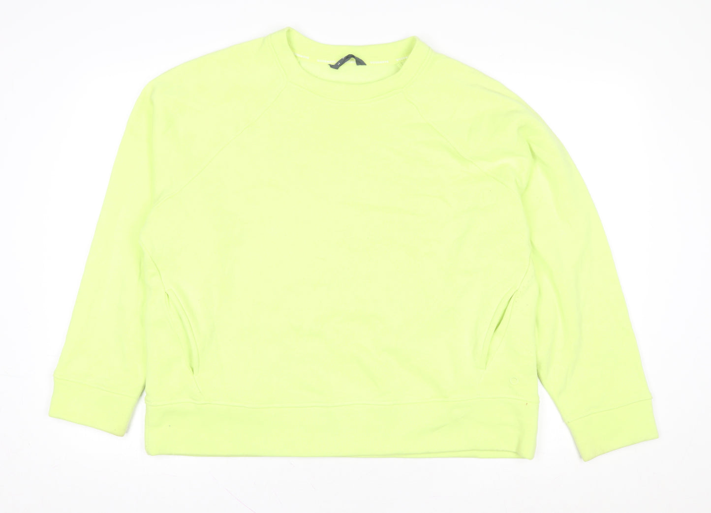 Marks and Spencer Women Lime Green Cotton Blend Pullover Sweatshirt Size 14