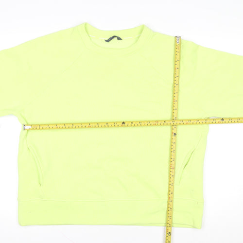Marks and Spencer Women Lime Green Cotton Blend Pullover Sweatshirt Size 14