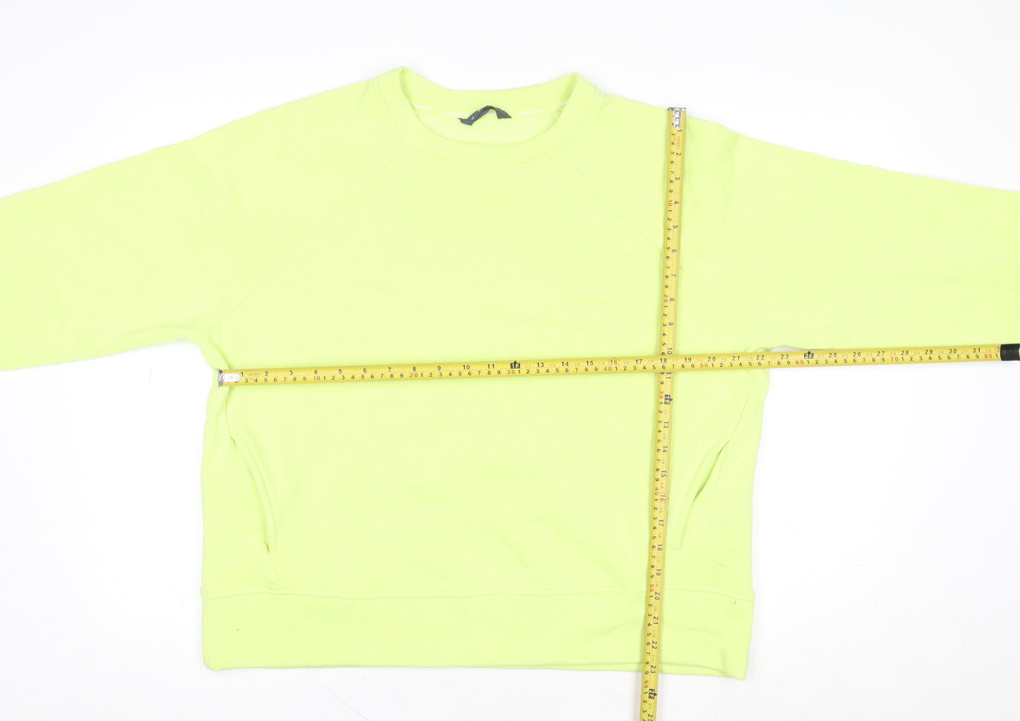 Marks and Spencer Women Lime Green Cotton Blend Pullover Sweatshirt Size 14
