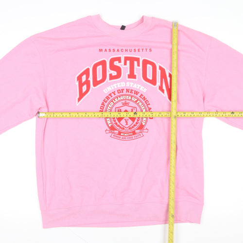 H&M Divided Women's Pink Boston Graphic Sweatshirt Size 12 M